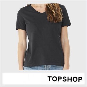 Topshop Black V-Neck Women's Top